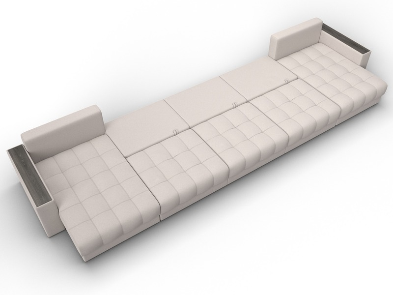 Диван П-образный с декором Лига-049 НПБ Мегалонг, Замша, JOLY 05 бежевый