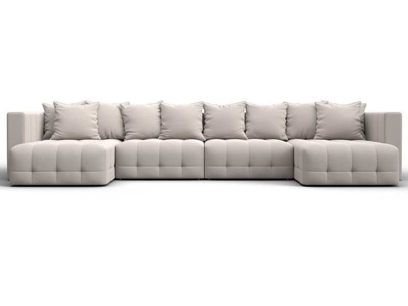 Диван П-образный Лига-052 НПБ Лонг, Замша, JOLY 05 бежевый