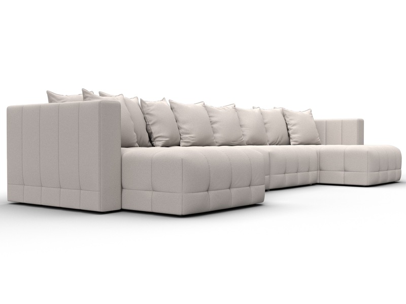 Диван П-образный Лига-052 НПБ Лонг, Замша, JOLY 05 бежевый