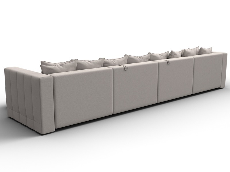 Диван П-образный Лига-052 НПБ Лонг, Замша, JOLY 05 бежевый