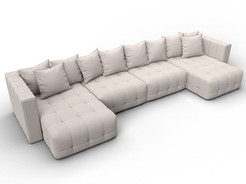 Диван П-образный Лига-052 НПБ Лонг, Замша, JOLY 05 бежевый