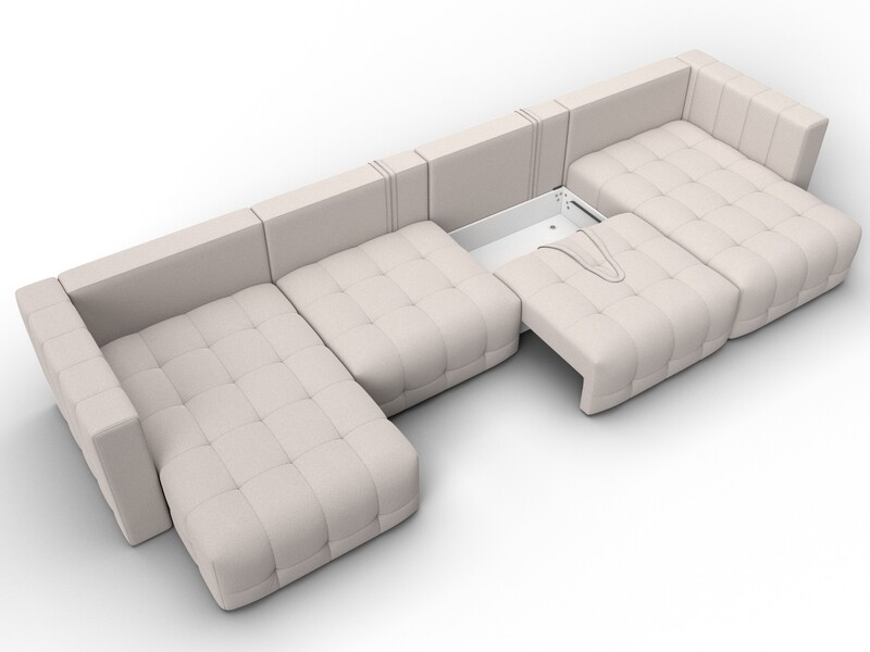 Диван П-образный Лига-052 НПБ Лонг, Замша, JOLY 05 бежевый