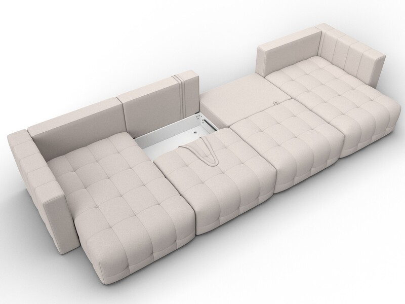 Диван П-образный Лига-052 НПБ Лонг, Замша, JOLY 05 бежевый