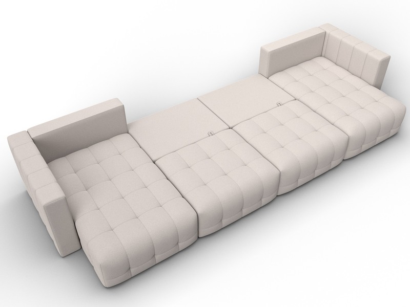 Диван П-образный Лига-052 НПБ Лонг, Замша, JOLY 05 бежевый