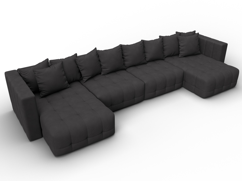 Диван П-образный Лига-052 НПБ Лонг, Замша, JOLY 08 коричневый