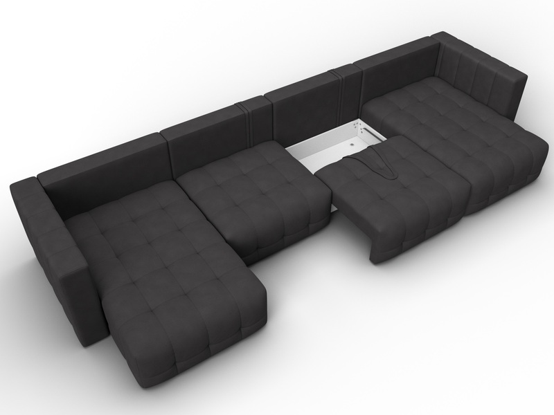 Диван П-образный Лига-052 НПБ Лонг, Замша, JOLY 08 коричневый