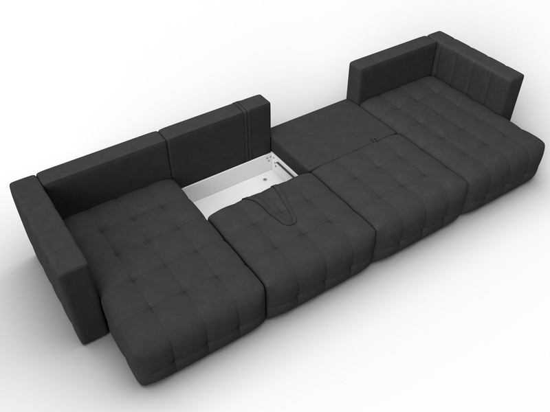 Диван П-образный Лига-052 НПБ Лонг, Замша, JOLY 08 коричневый