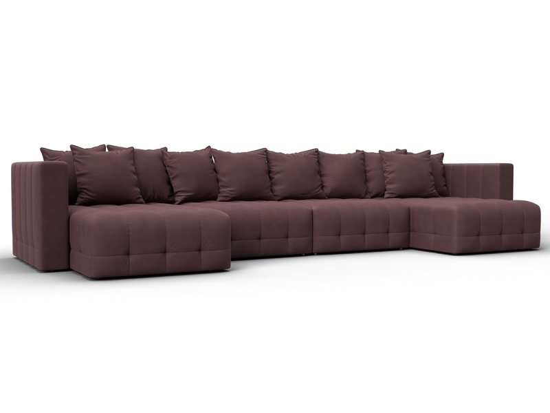 Диван П-образный Лига-052 НПБ Лонг, Замша, JOLY 09 бордовый