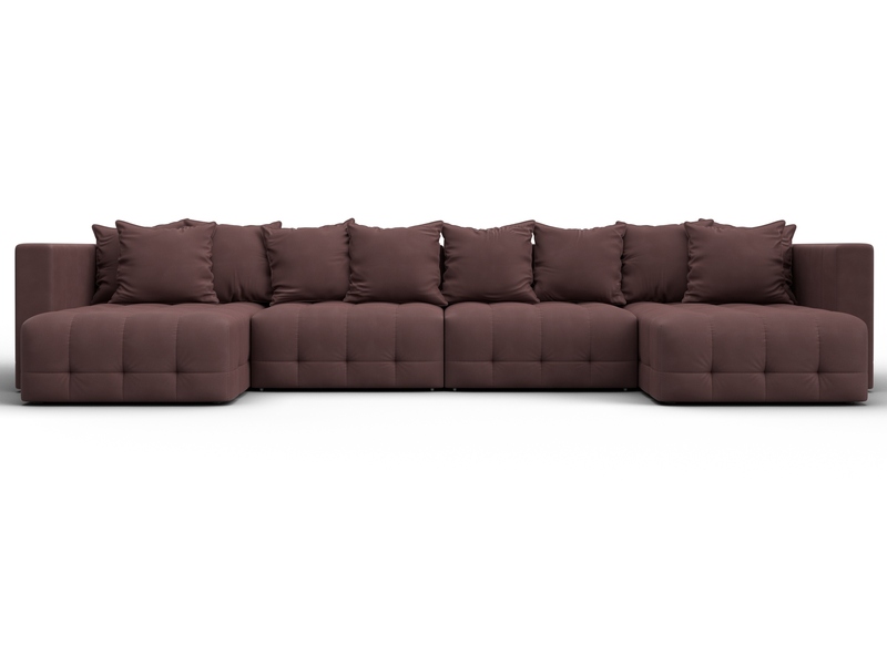 Диван П-образный Лига-052 НПБ Лонг, Замша, JOLY 09 бордовый