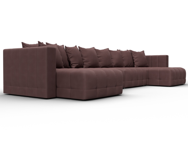 Диван П-образный Лига-052 НПБ Лонг, Замша, JOLY 09 бордовый