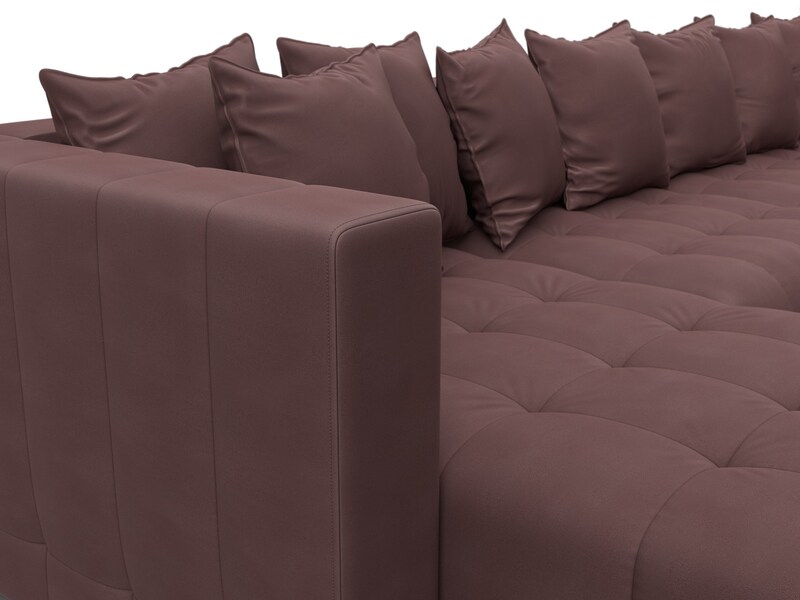 Диван П-образный Лига-052 НПБ Лонг, Замша, JOLY 09 бордовый