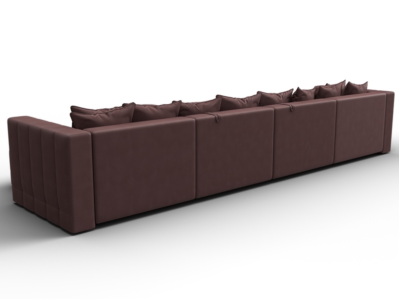 Диван П-образный Лига-052 НПБ Лонг, Замша, JOLY 09 бордовый