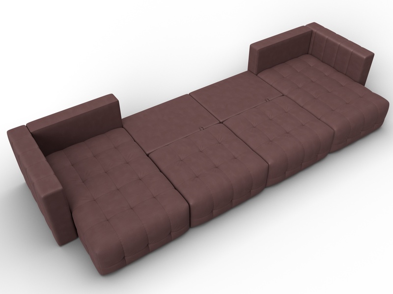 Диван П-образный Лига-052 НПБ Лонг, Замша, JOLY 09 бордовый