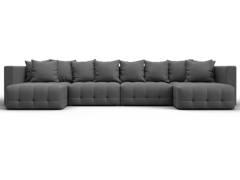 Диван П-образный Лига-052 НПБ Лонг, Замша, JOLY 13 серый