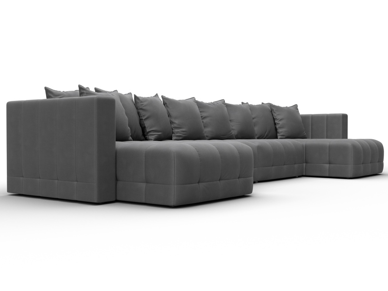 Диван П-образный Лига-052 НПБ Лонг, Замша, JOLY 13 серый