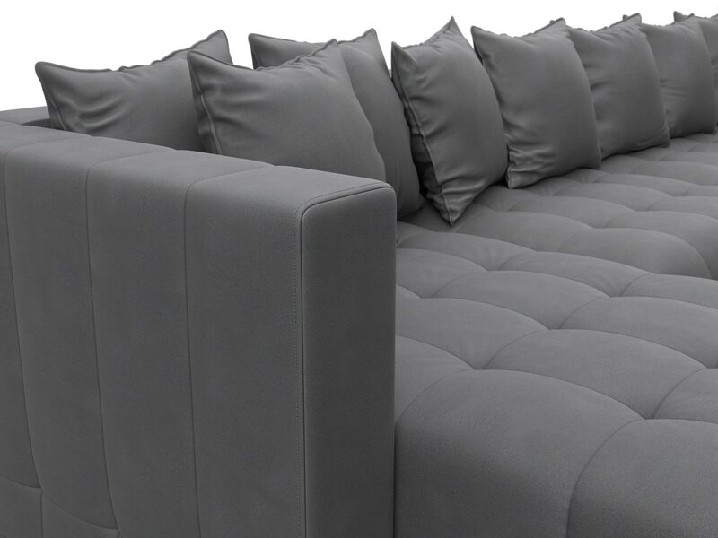 Диван П-образный Лига-052 НПБ Лонг, Замша, JOLY 13 серый