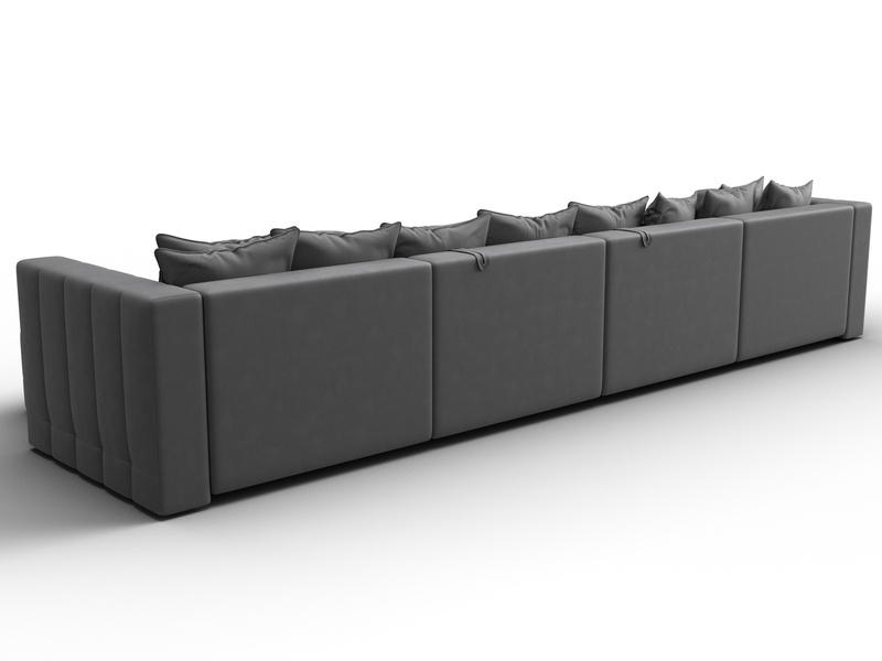 Диван П-образный Лига-052 НПБ Лонг, Замша, JOLY 13 серый