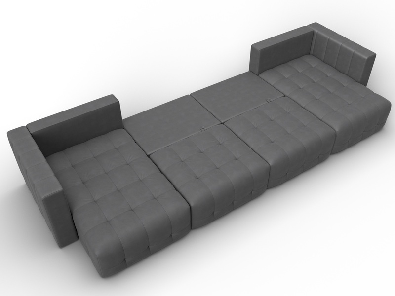 Диван П-образный Лига-052 НПБ Лонг, Замша, JOLY 13 серый