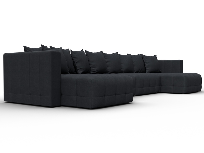 Диван П-образный Лига-052 НПБ Лонг, Замша, JOLY 16 темно-серый