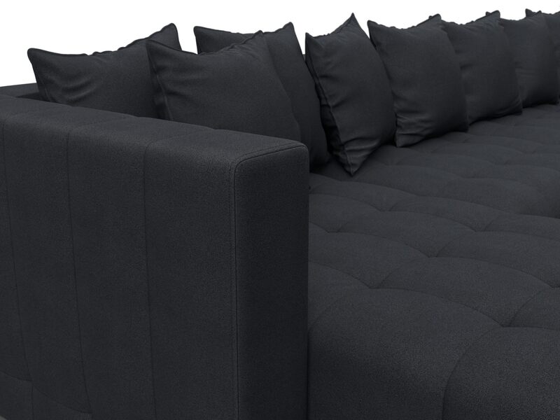 Диван П-образный Лига-052 НПБ Лонг, Замша, JOLY 16 темно-серый