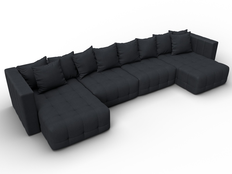 Диван П-образный Лига-052 НПБ Лонг, Замша, JOLY 16 темно-серый