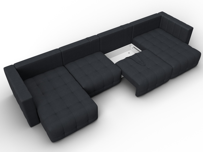 Диван П-образный Лига-052 НПБ Лонг, Замша, JOLY 16 темно-серый