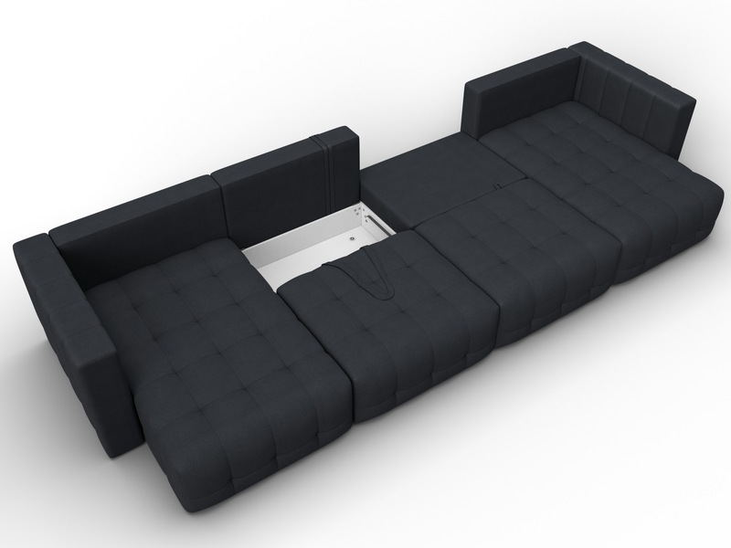 Диван П-образный Лига-052 НПБ Лонг, Замша, JOLY 16 темно-серый