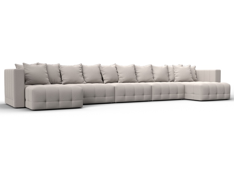 Диван П-образный Лига-052 НПБ МегаЛонг, Замша, JOLY 05 бежевый