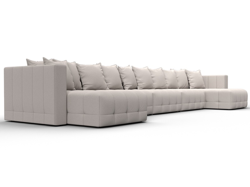 Диван П-образный Лига-052 НПБ МегаЛонг, Замша, JOLY 05 бежевый