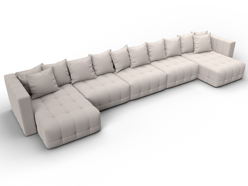 Диван П-образный Лига-052 НПБ МегаЛонг, Замша, JOLY 05 бежевый