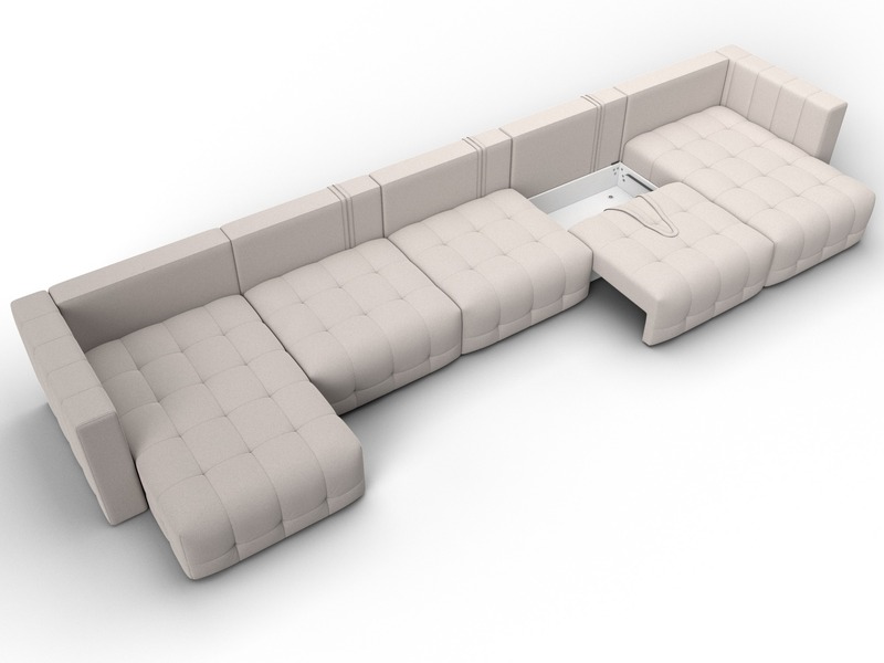 Диван П-образный Лига-052 НПБ МегаЛонг, Замша, JOLY 05 бежевый
