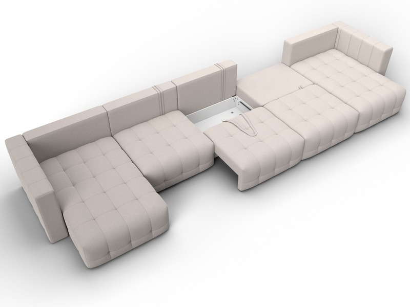 Диван П-образный Лига-052 НПБ МегаЛонг, Замша, JOLY 05 бежевый