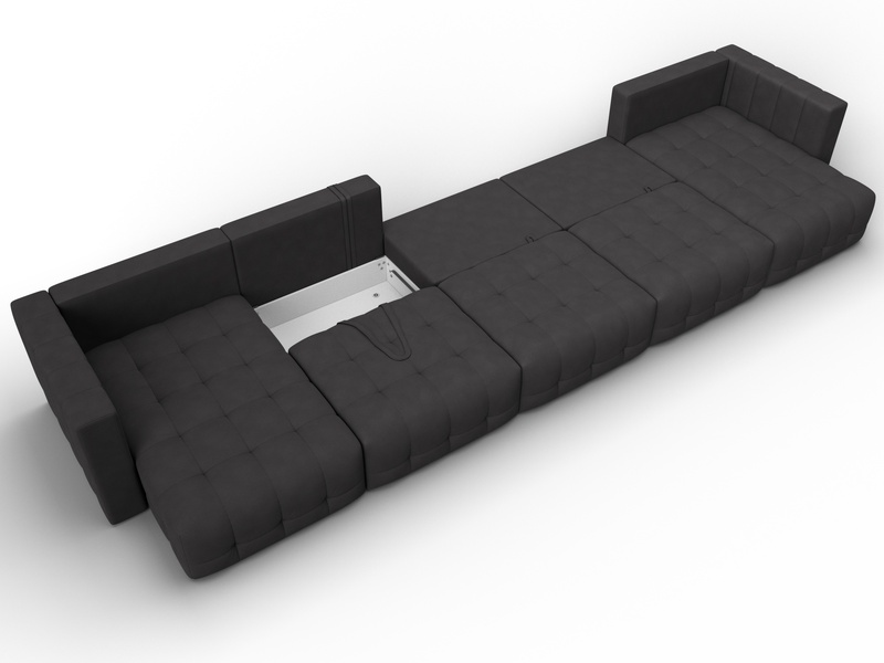 Диван П-образный Лига-052 НПБ МегаЛонг, Замша, JOLY 08 коричневый