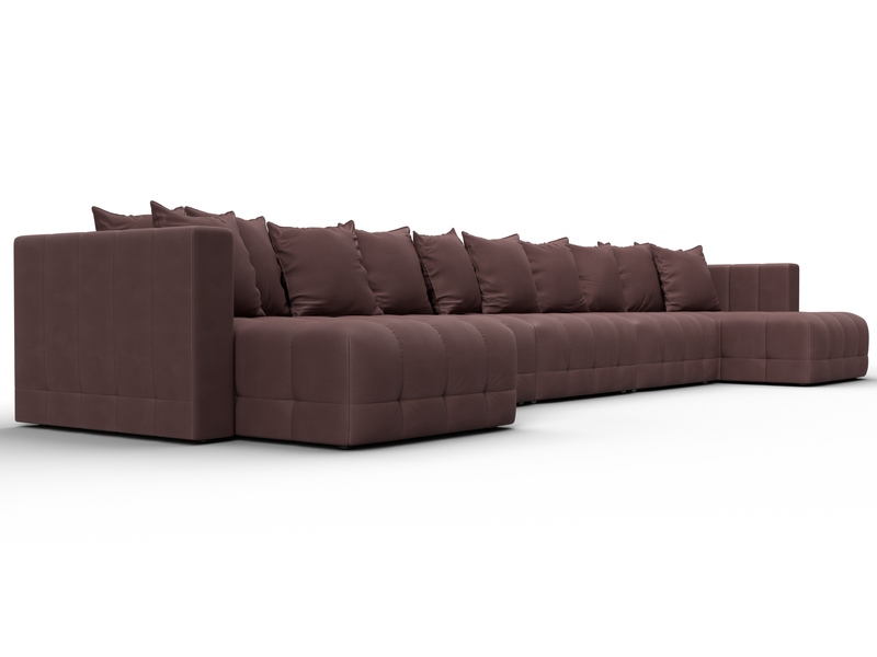 Диван П-образный Лига-052 НПБ МегаЛонг, Замша, JOLY 09 бордовый