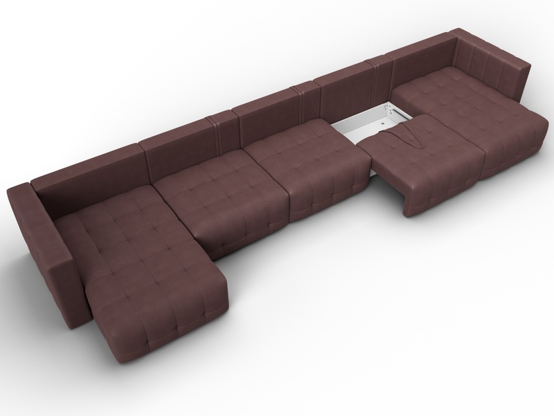 Диван П-образный Лига-052 НПБ МегаЛонг, Замша, JOLY 09 бордовый