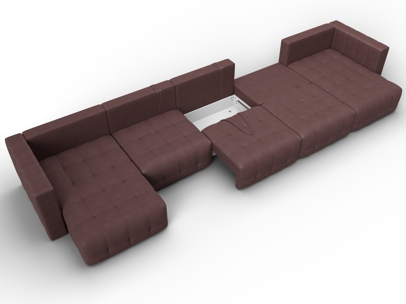 Диван П-образный Лига-052 НПБ МегаЛонг, Замша, JOLY 09 бордовый