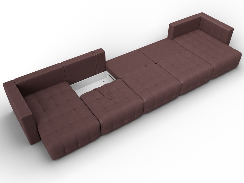Диван П-образный Лига-052 НПБ МегаЛонг, Замша, JOLY 09 бордовый