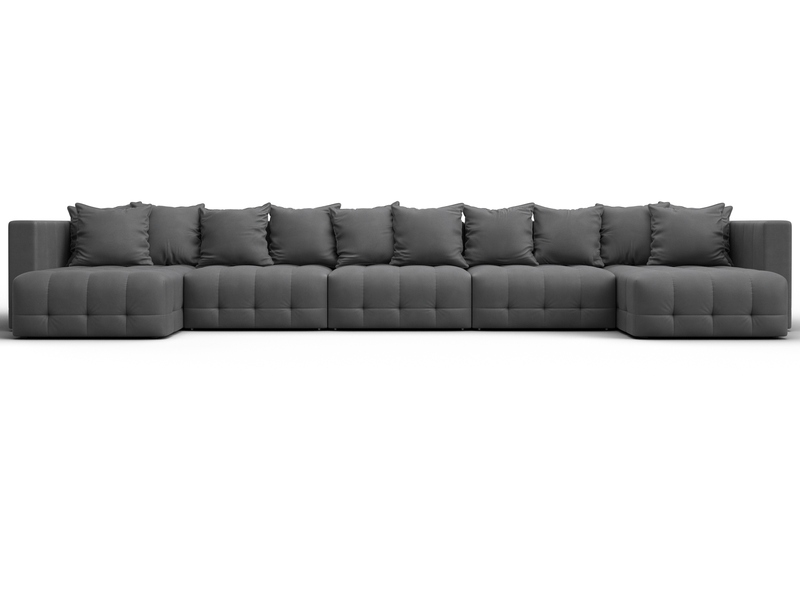 Диван П-образный Лига-052 НПБ МегаЛонг, Замша, JOLY 13 серый