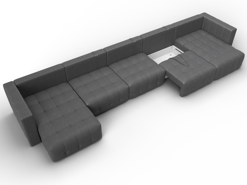 Диван П-образный Лига-052 НПБ МегаЛонг, Замша, JOLY 13 серый