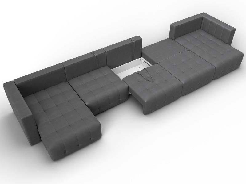 Диван П-образный Лига-052 НПБ МегаЛонг, Замша, JOLY 13 серый