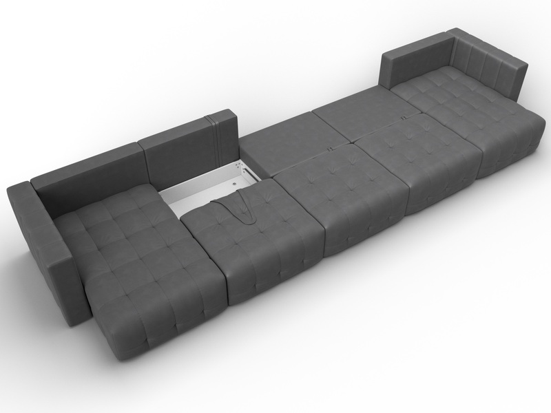 Диван П-образный Лига-052 НПБ МегаЛонг, Замша, JOLY 13 серый