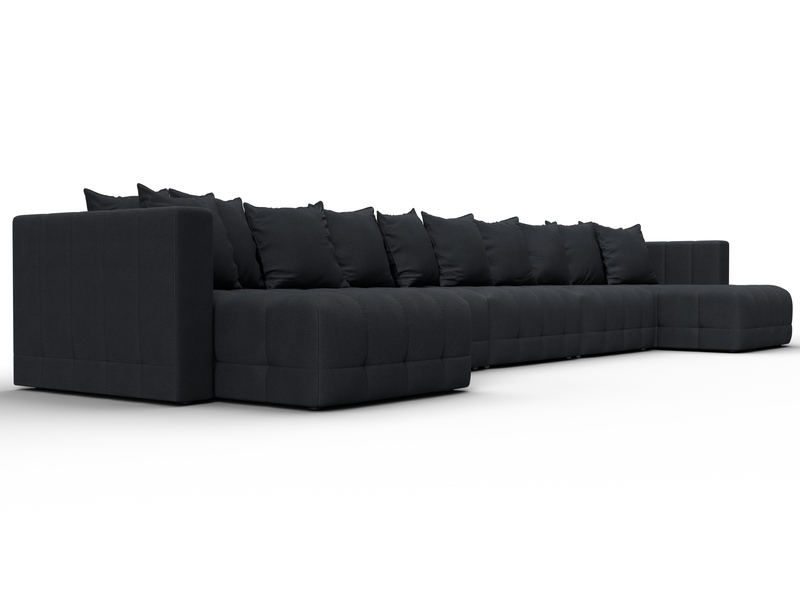 Диван П-образный Лига-052 НПБ МегаЛонг, Замша, JOLY 16 темно-серый