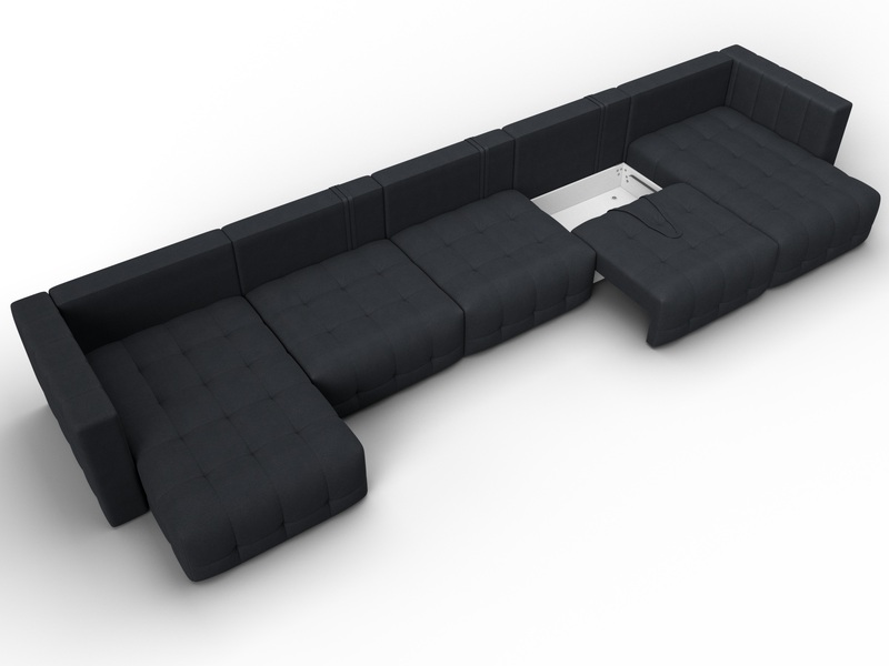 Диван П-образный Лига-052 НПБ МегаЛонг, Замша, JOLY 16 темно-серый