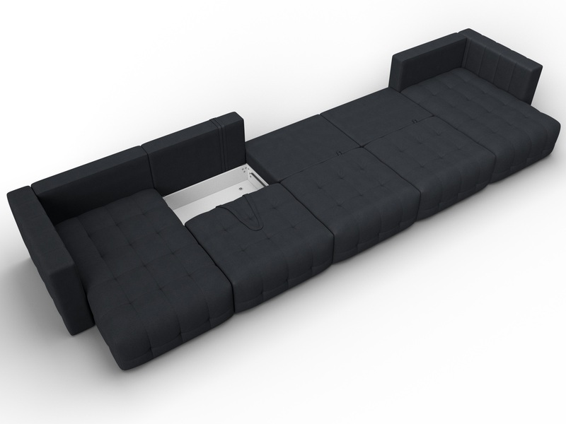 Диван П-образный Лига-052 НПБ МегаЛонг, Замша, JOLY 16 темно-серый