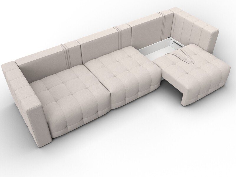 Диван прямой Лига-052 НПБ Лонг, Замша, JOLY 05 бежевый