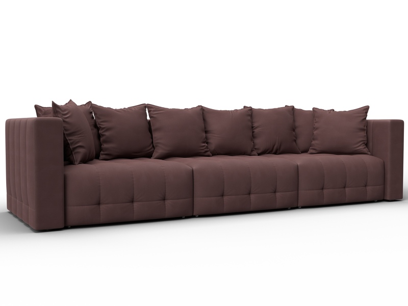 Диван прямой Лига-052 НПБ Лонг, Замша, JOLY 09 бордовый