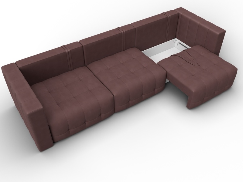 Диван прямой Лига-052 НПБ Лонг, Замша, JOLY 09 бордовый