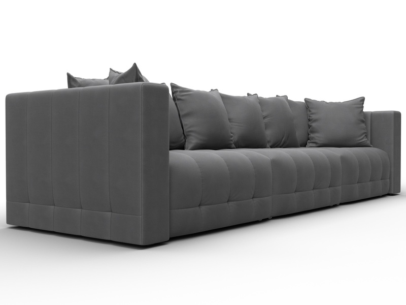 Диван прямой Лига-052 НПБ Лонг, Замша, JOLY 13 серый