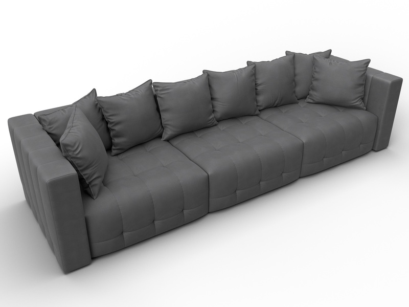 Диван прямой Лига-052 НПБ Лонг, Замша, JOLY 13 серый