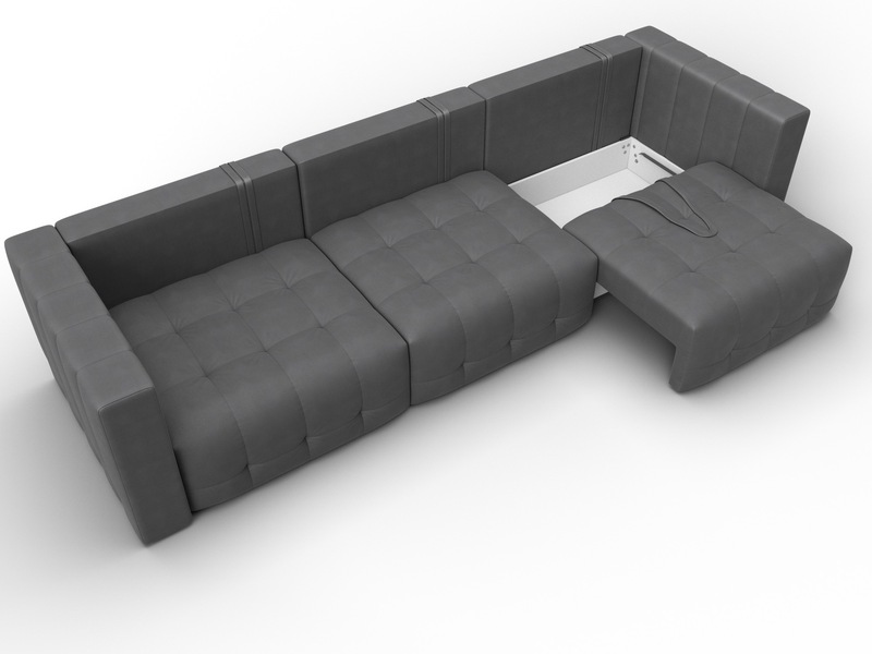 Диван прямой Лига-052 НПБ Лонг, Замша, JOLY 13 серый